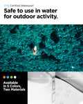 AMP06026 - AquaShield Waterproof Bag A630 in Snow White showing the ipx6 certified waterproof, safe to use in water for outdoor activity, 2L translucent material and 20L opaque material, available in 5 colors