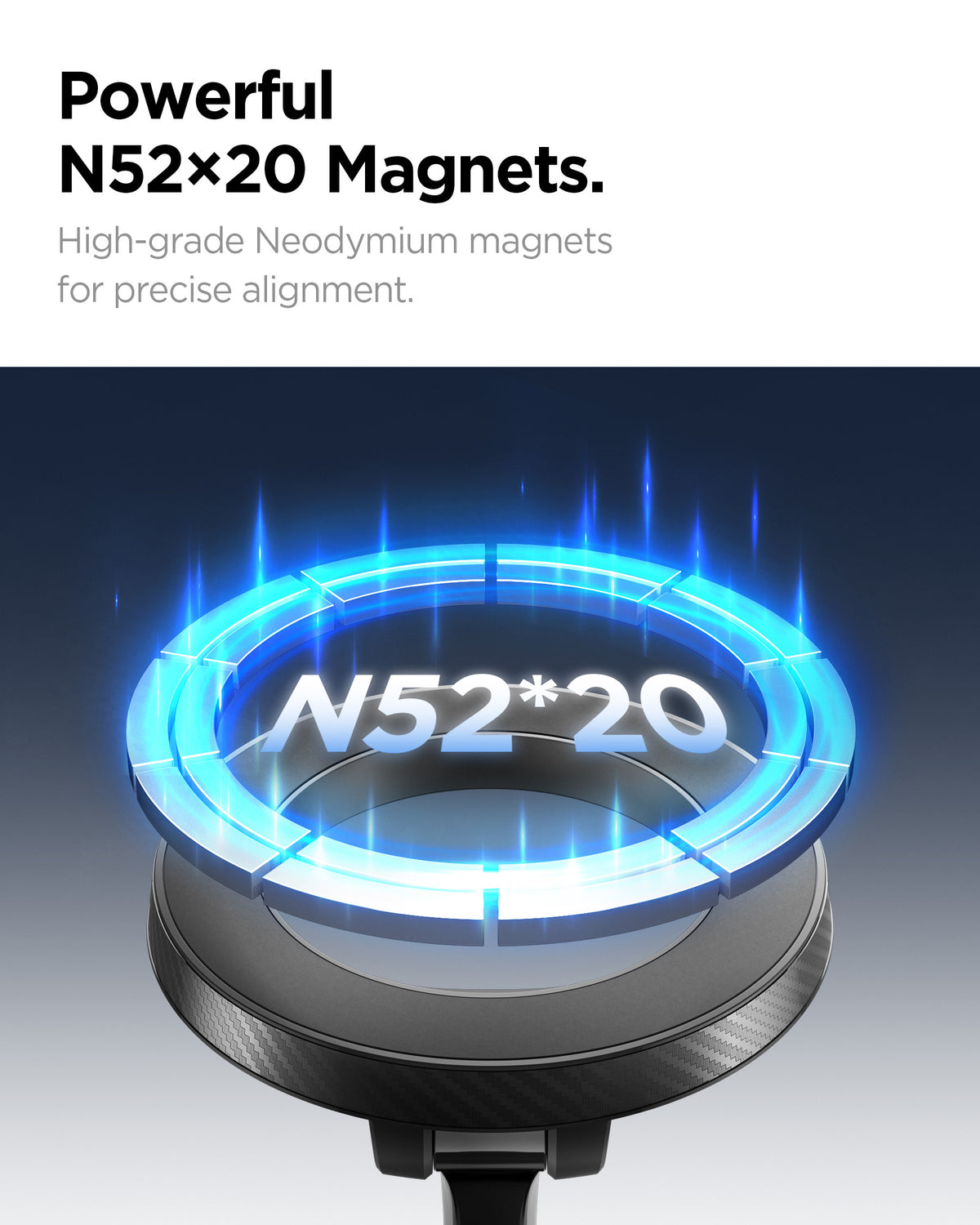 ACP11172 - Spigen Mag Fit Suction Cup Mount showing N52 x20 neodymium magnet ring for strong and precise magnetic alignment