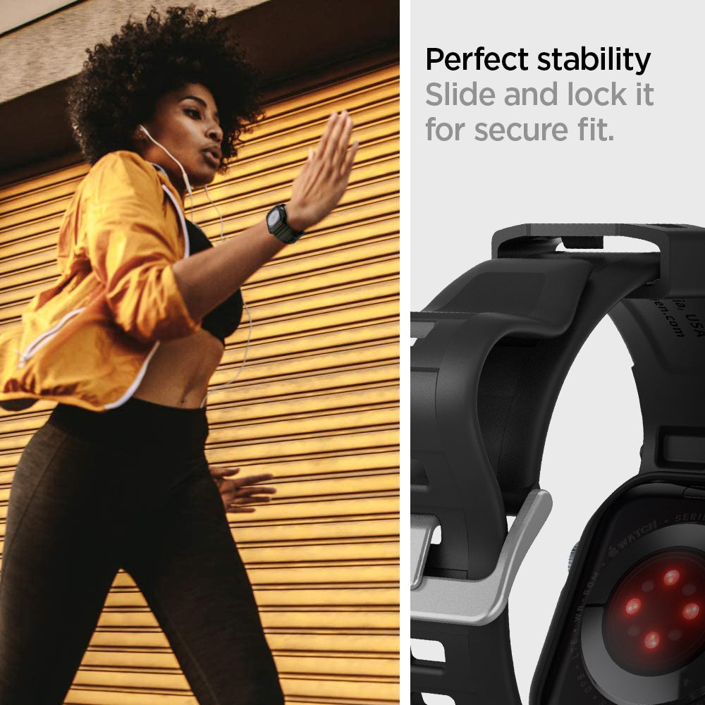 062CS25324 - Apple Watch Series (Apple Watch (45mm)) Case Rugged Armor Pro in black perfect stability slide and lock it for secure fit.