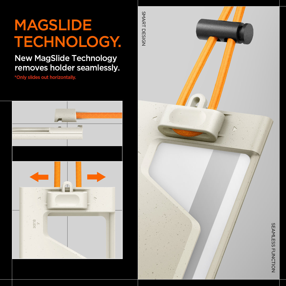 AFA09346 - Badge Holder MagSlide in Dune Beige showing the magslide technology, new magslide technology removes holder seamlessly (only slides out horizontally)