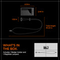 AFA08860 - Badge Holder MagSlide in Black showing what's in the box, includes 1 Badge Holder and 1 MagSlide Lanyard, Holder size 2.44 in x 4.19 in - Lanyard size total length 35.43 in x 1.02 in