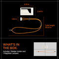 AFA09346 - Badge Holder MagSlide in Dune Beige showing what's in the box, includes 1 Badge Holder and 1 MagSlide Lanyard, Holder size 2.44 in x 4.19 in - Lanyard size total length 35.43 in x 1.02 in