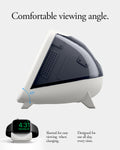 AMP09340 - Apple Watch Classic C1 Charger Stand in graphite comfortable viewing angle. Slanted or easy viewing when charging. Designed for use all day every time.