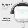 ASD01983 - Apple AirPods 3 Case Ultra Hybrid in jet white showing the charge port accessibility. Ample cutout for wide range of cable compatibility. Charge on with the case still installed on to the device