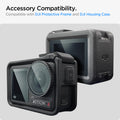 AGL07445 - DJI Osmo Action 4 Screen Protector EZ FIT GLAS.tR showing the accessory compatibility, compatible wih DJI Protective Frame and DJI Housing Case