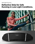 AMP04618 - Dynamic Shield™ Running Waistpack in black showing the reflective strip for safe running in low-light conditions