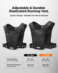 AMP07603 - Dynamic Shield™ Running Vest | A720 M-L in Black showing size guide.