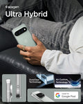  ACS11430 - Pixel 11 Pro  Ultra Hybrid Crystal Clear lifestyle image featuring the Ultra Hybrid crystal clear case with a slim design, DuraClear technology, and Air Cushion protection.
