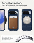 ACS09733 - Pixel 10 Pro XL Case Parallax (MagFit) in midnight blue showing the perfect attraction. Pair it up with essential MagFit accessories. Optimized magnets. Stronger hold to support MagFit accessories.