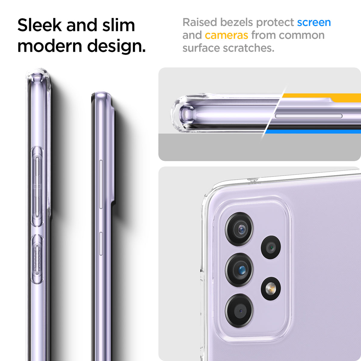 ACS02316 - Galaxy A52 Case Liquid Crystal in Crystal Clear sleek and slim modern design. Raised bezels protect screen and cameras from common surface scratches.