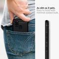 ACS00974 - Galaxy A21s Case Rugged Armor in Matte Black showing  how slimmer as it gets. Easy to hold with minimal added bulk