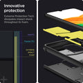 ACS04319 - Galaxy A33 5G Case Tough Armor in Black showing the innovative protection. Extreme Protection Tech dissipates impact shock throughout its foam. Hard PC Flexible TPU, Flexible TPU and Extreme Impact Foam