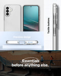 ACS11132 - Spigen Liquid Crystal Galaxy A37 5G Crystal Clear case back and front views with precise port cutouts and tactile buttons