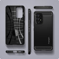 ACS04159 - Galaxy A53 5G Case Rugged Armor in Matte Black showing the inner, back, side, top and bottom