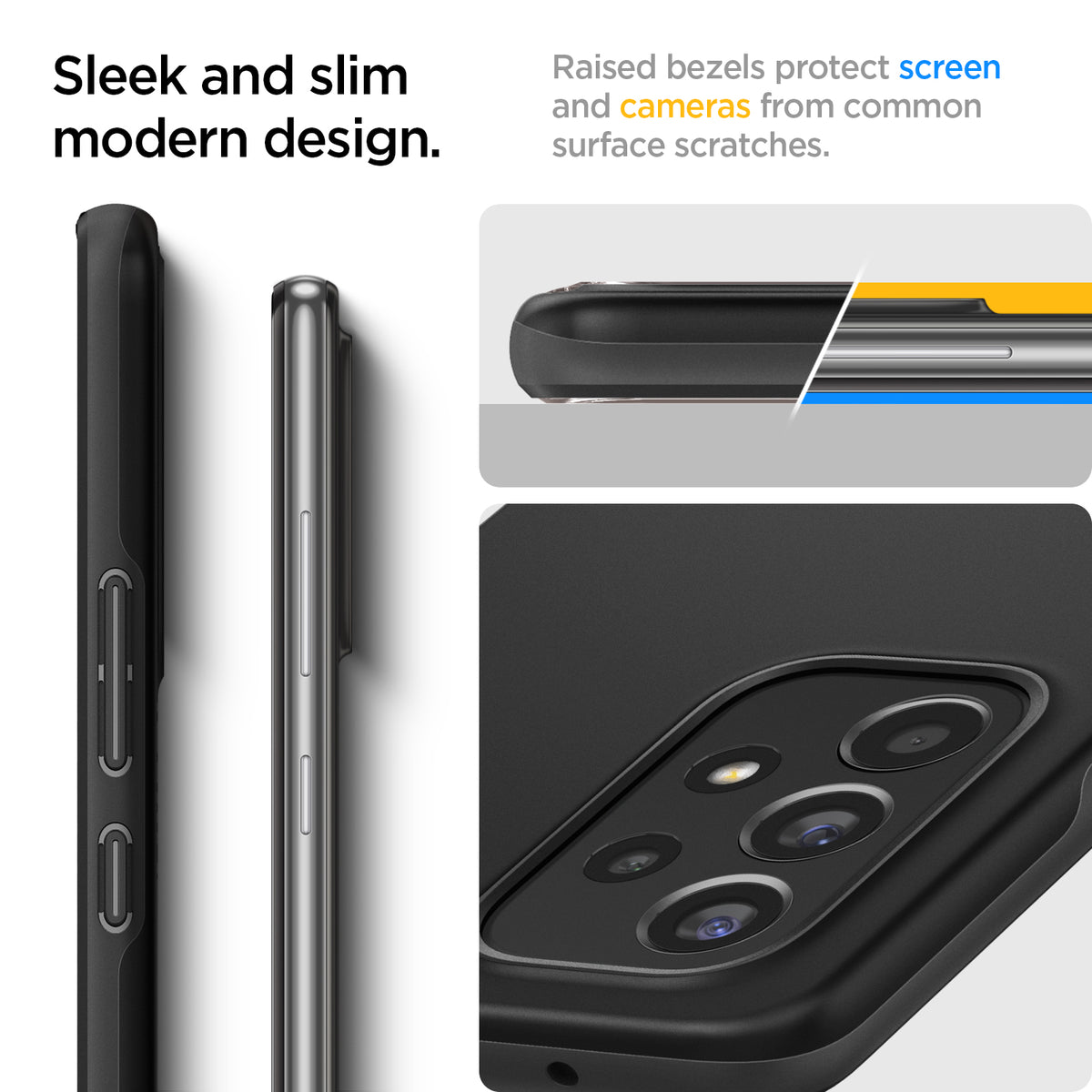 ACS04257 - Galaxy A53 5G Case Thin Fit in Black sleek and slim modern design. Raised bezels protect screen and cameras from common surface scratches.
