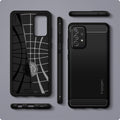ACS02324 - Galaxy A72 Case Rugged Armor in Matte Black showing the back, inner, side, top and bottom