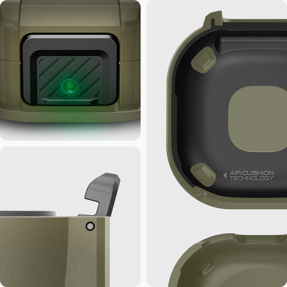 ACS05912 - Galaxy Buds 2 Pro / 2 / Pro / Live Case Lock Fit in vintage khaki showing front, side, back.