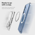 AFA09206 - Galaxy S25 Series Ultra Hybrid MagFit Wallet (MagFit) in Crystal Clear showing how it can easily attach and detach with improved strength magnet
