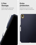 ACS10215 - Galaxy Tab S11 Nano Pop in Blueberry Navy showing S pen storage. Extra protection.