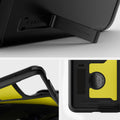 ACS00757 - Galaxy S20 Plus Tough Armor Case in black showing kick stand  and rugged case.
