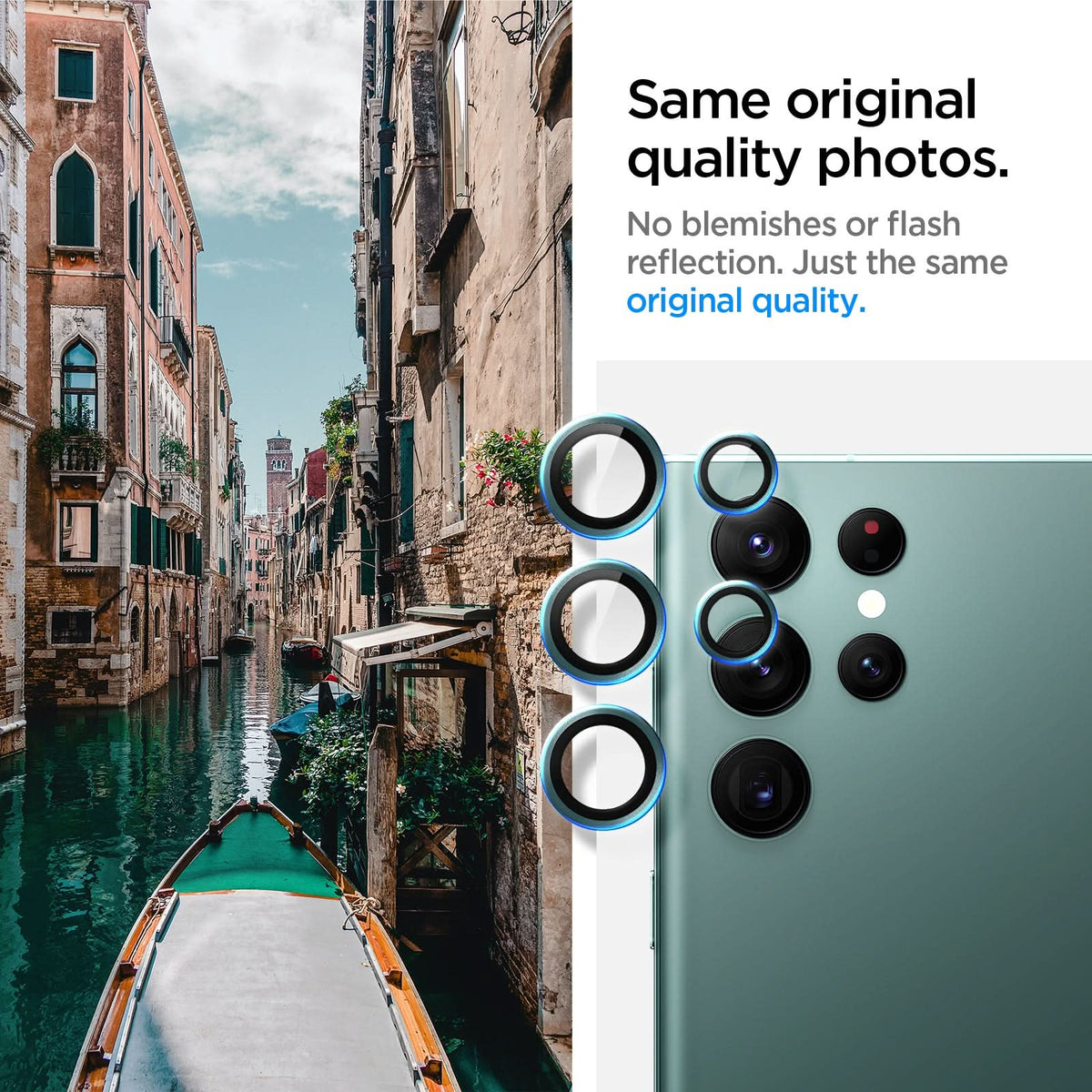 AGL04754 - Galaxy S22 Ultra EZ Fit Optik Pro Lens Protector Glass.tR in green same original quality photos. No blemishes or flash reflection. Just the same original quality.