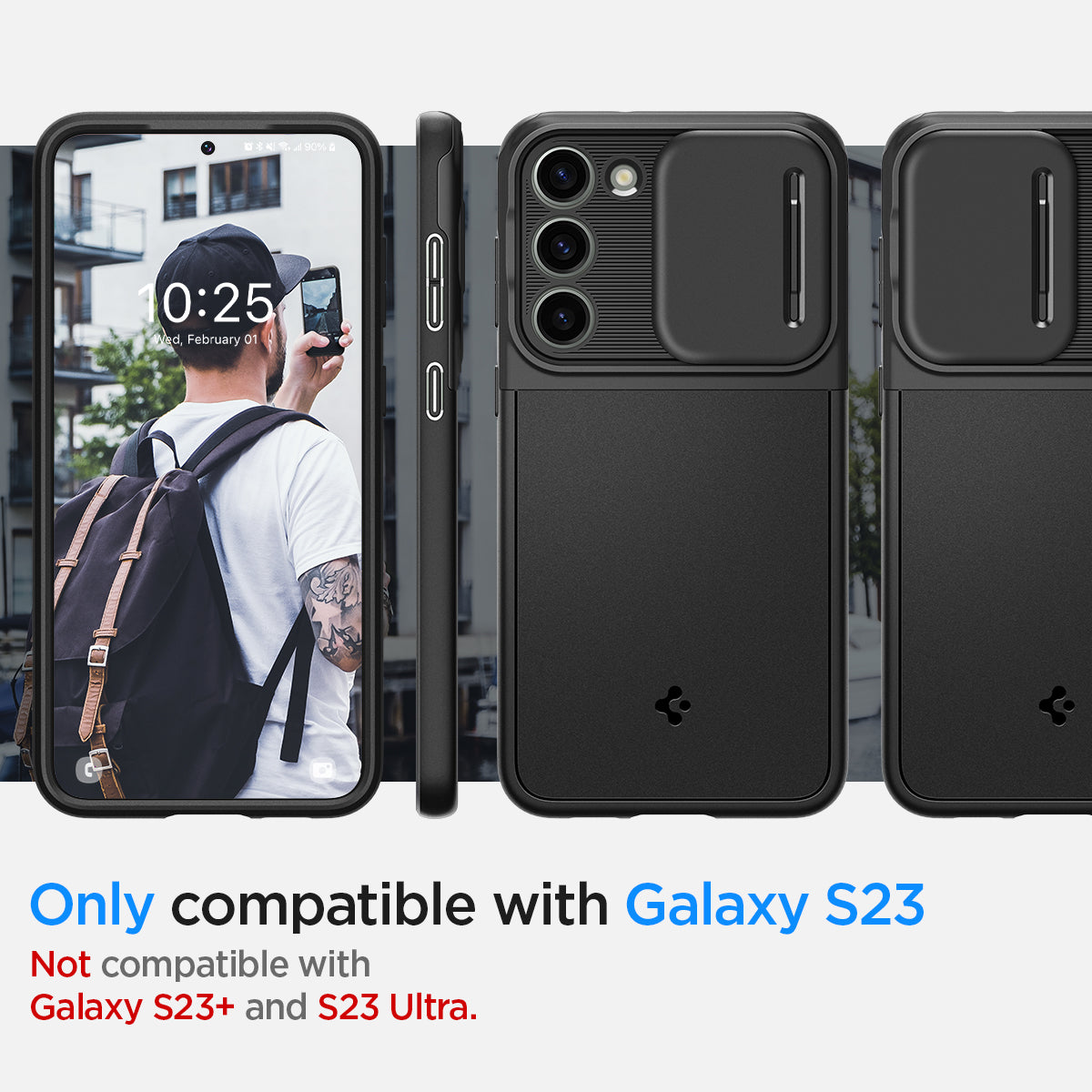 ACS05733 - Galaxy S23 Case Optik Armor in black  only compatible with S23. Not compatible with Galaxy S23 + and Galaxy S23 Ultra.
