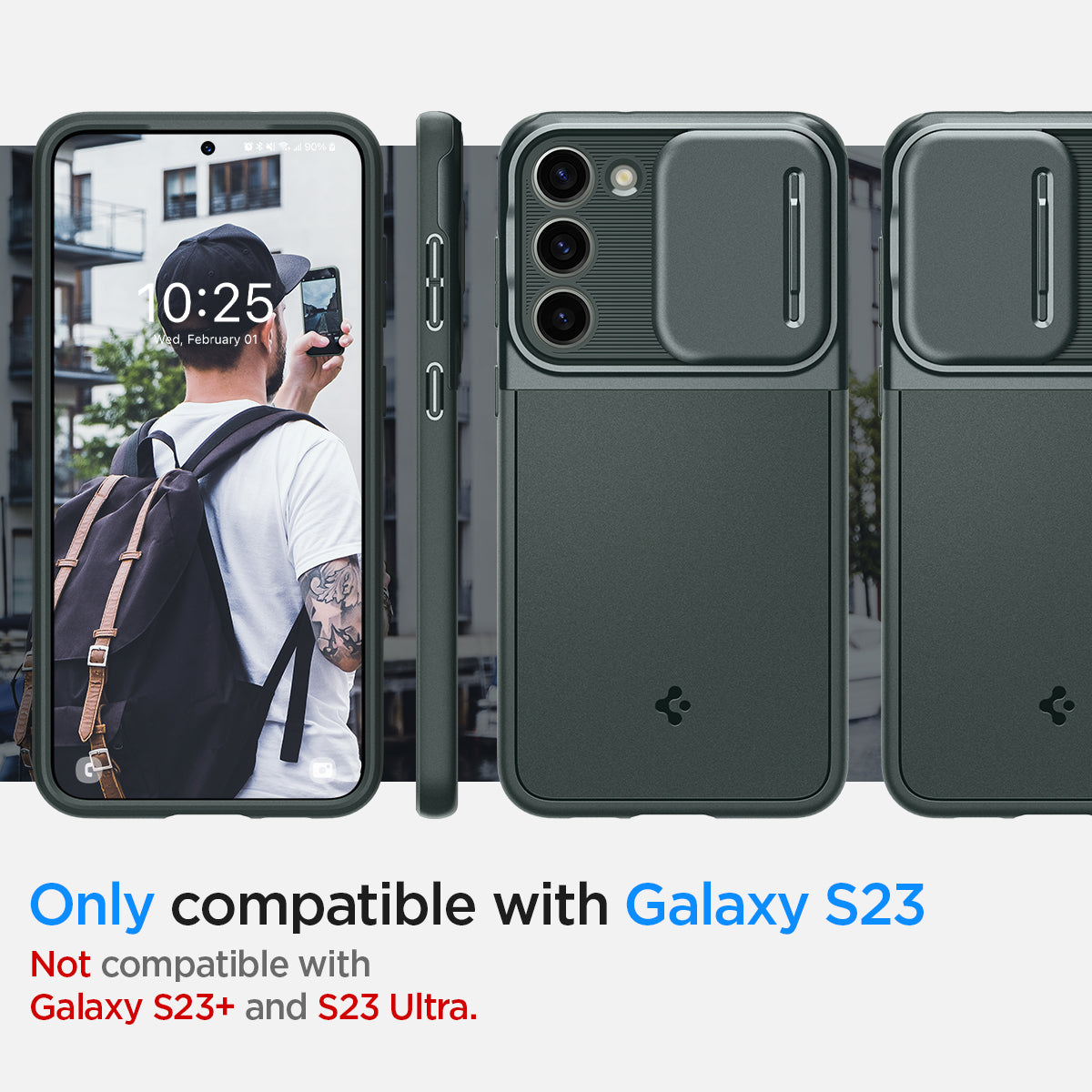 ACS06088 - Galaxy S23 Case Optik Armor in abyss green  only compatible with S23. Not compatible with Galaxy S23+ and Galaxy S23 Ultra.
