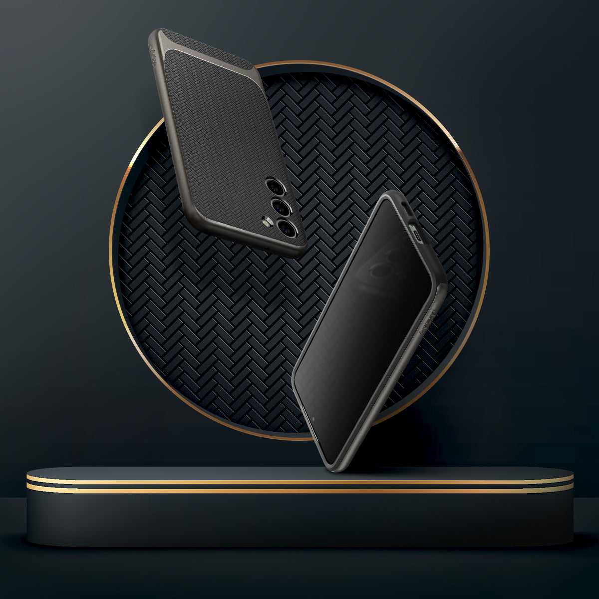 ACS05675 - Galaxy S23 Plus Case Neo Hybrid in gunmetal showing front and back.