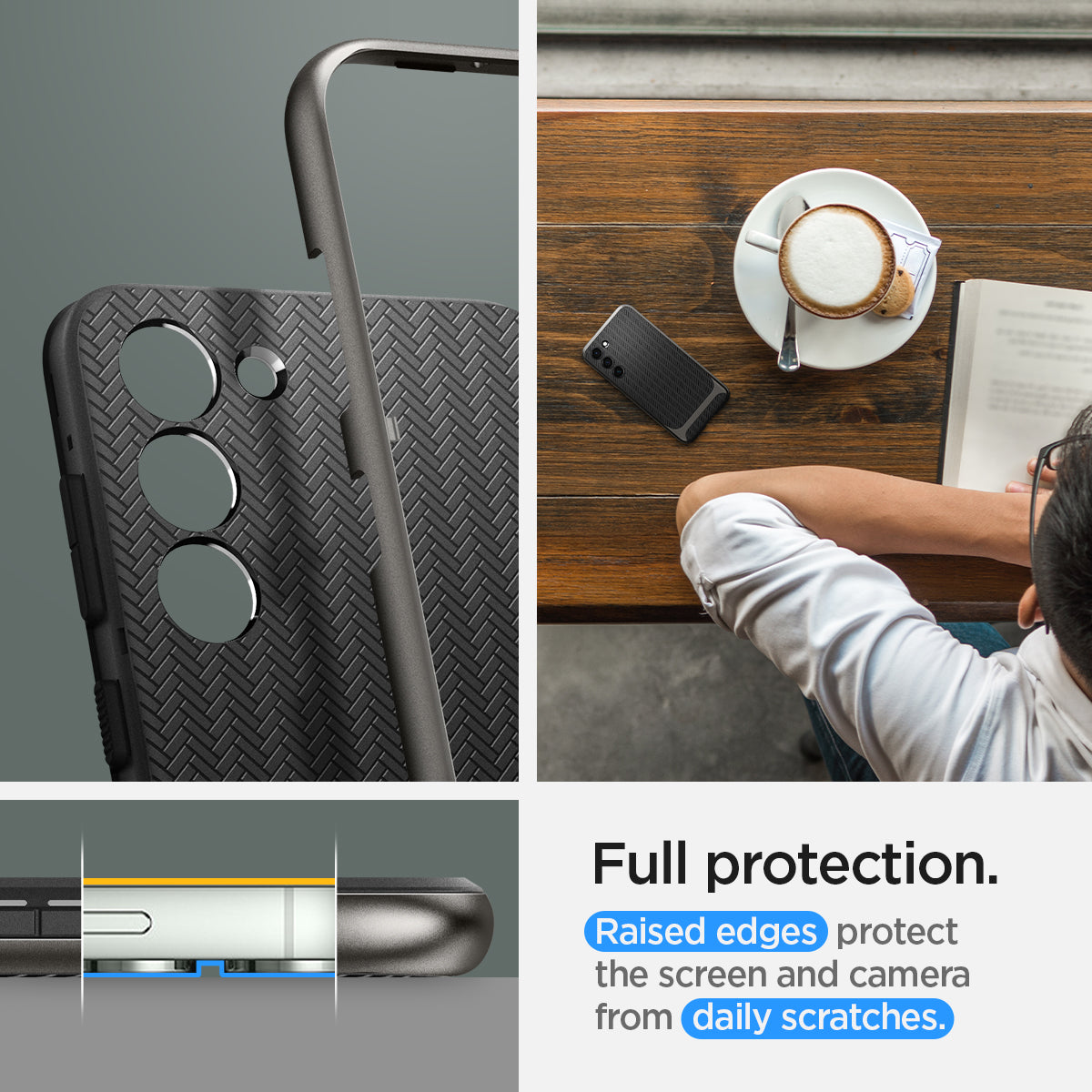 ACS05675 - Galaxy S23 Plus Case Neo Hybrid in gunmetal  full protection. raised edges protect the screen and camera from daily scratches.