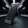 ACS05613 - Galaxy S23 Ultra Case Rugged Armor in matte black showing back. showing front and back.