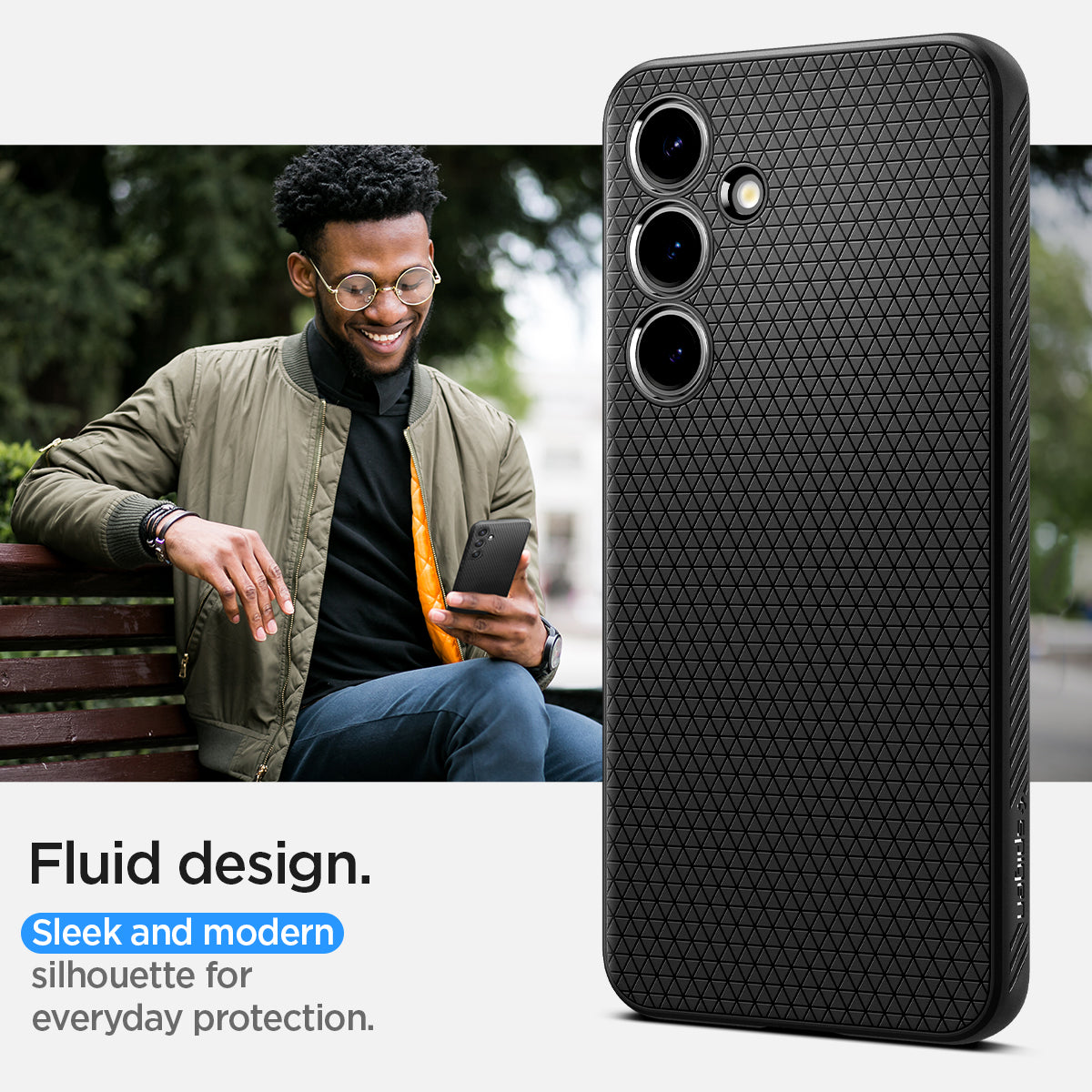 ACS07347 - Galaxy S24 Case Liquid Air in Matte Black fluid design. sleek and modern silhouette for everyday protection.