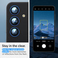 AGL07441 - Galaxy S24 Optik Pro EZ Fit Lens Protector in Black showing how it stays clear. Keep the original picture quality. No more blemishes or reflections from the flash
