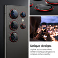 AGL07585 - Galaxy S24 Ultra Optik Pro EZ Fit Lens Protector in  L-Series showing the unique design. Stylize your camera lens while keeping your Galaxy's original picture quality