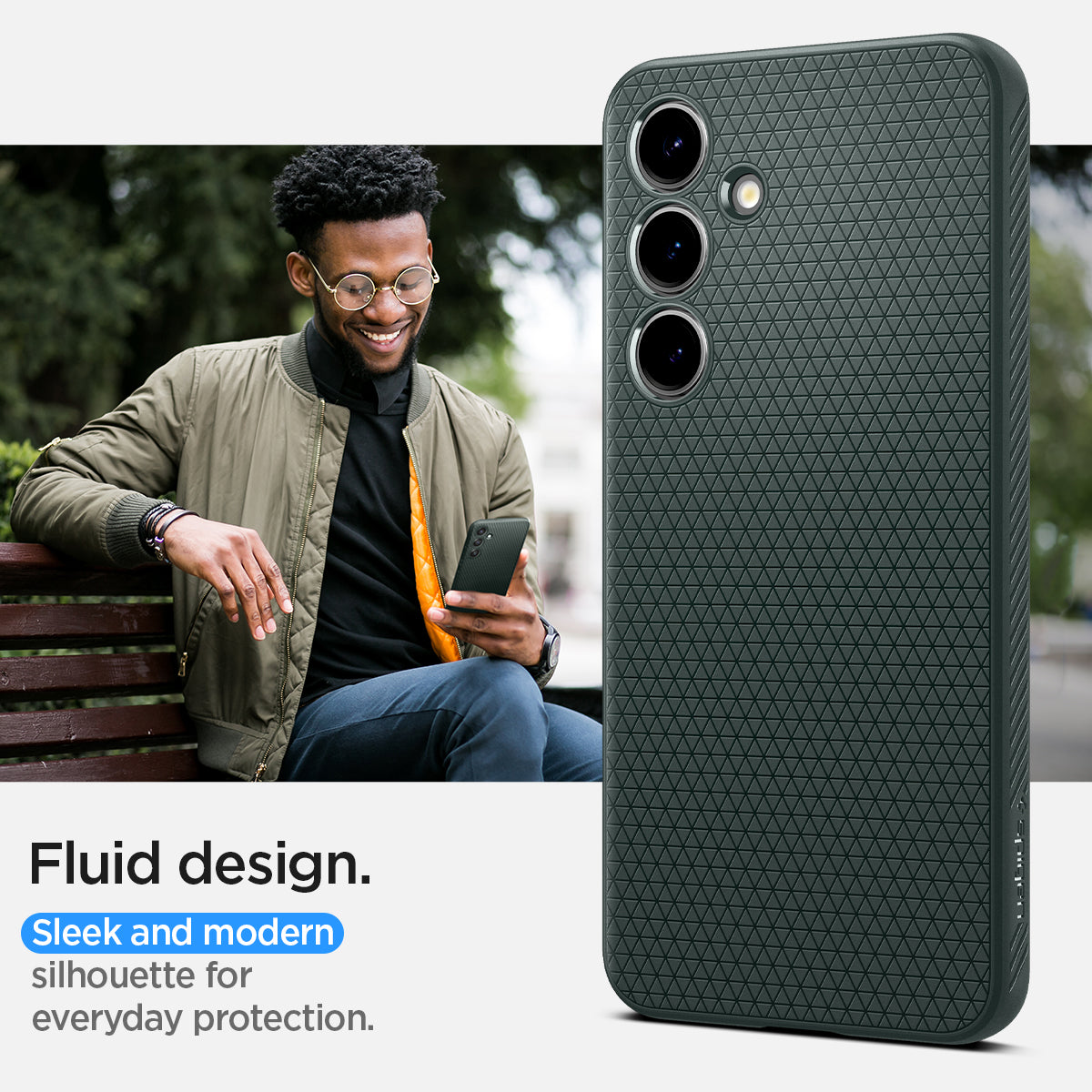 ACS07328 - Galaxy S24 Plus Case Liquid Air in Abyss Green fluid design. sleek and modern silhouette for everyday protection.