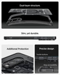 ACS09415 - Galaxy S25 Edge Case Ultra Hybrid Zero One in Zero One Black showing the dual-layer structure. Slim, yet durable. Additional Protection. Precise design, tactile buttons and easy accessibility