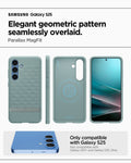 ACS09063 - Galaxy S25 Case Parallax (MagFit) in Sage Green showing the elegant geometric pattern seamlessly overlaid. Parallax MagFit. Only compatible with Galaxy S25+ and not compatible with Galaxy S25 and Galaxy S25 Ultra