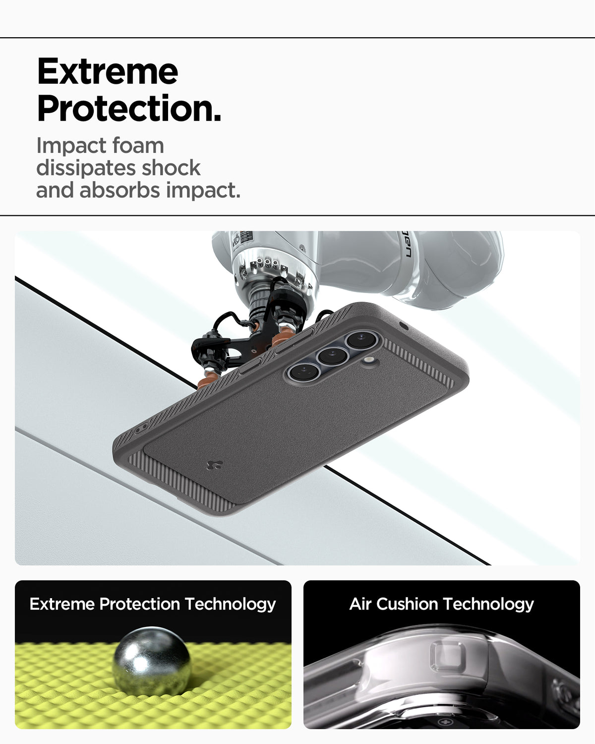 ACS08999 - Galaxy S25 Case Rugged Armor (MagFit) in Marble Gray Extreme protection. Impact foam dissipates shock and absorbs impact. Extreme protection technology. Air cushion technology.
