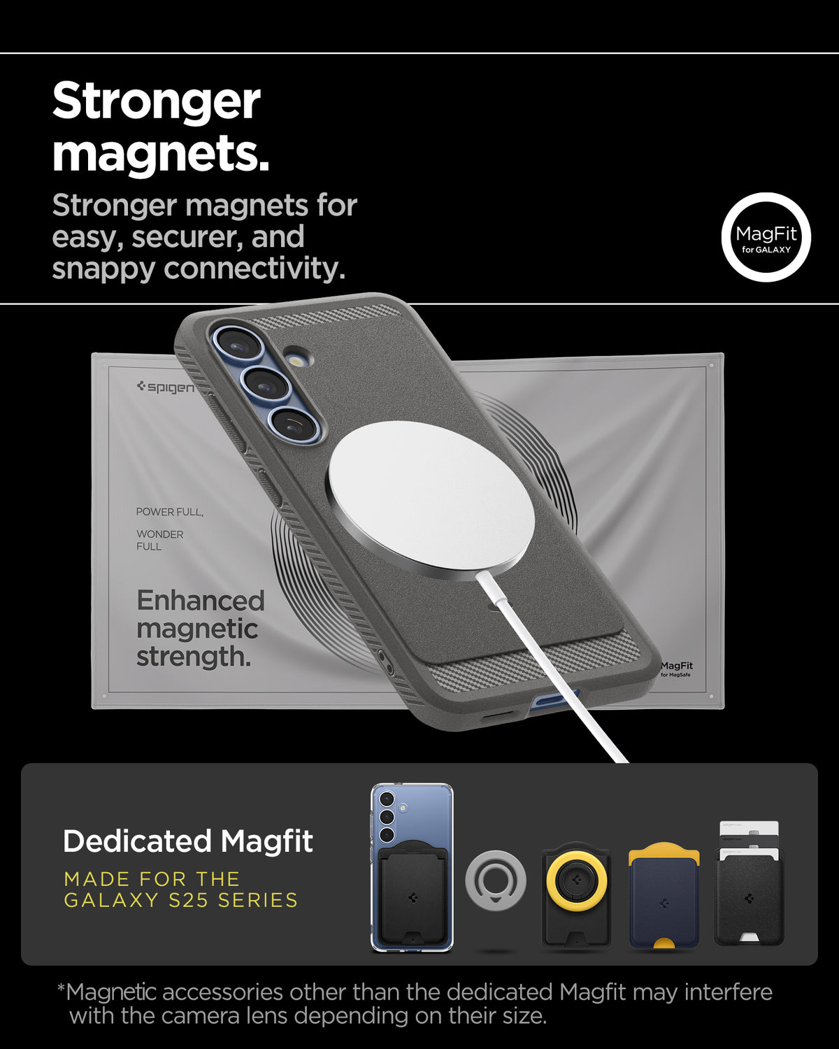 ACS08999 - Galaxy S25 Case Rugged Armor (MagFit) in Marble Gray stronger magnets. Stronger magnets for easy, securer, and snappy connectivity. Dedicated magfit. Made for the galaxy s25 series.