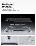 ACS09006 - Galaxy S25 Case Ultra Hybrid in Crystal Clear showing the dual-layer structure. Hybrid Structure of durable PC and flexible TPU. Durable PC Enhanced protection. Flexible TPU Easy installation