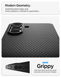 ACS11042 - Galaxy S26 Plus Liquid Air in Matte Black showing modern geometry. sophisticated sides and truss patterns refined in geometry
