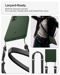 ACS11067 - Galaxy S26  Nano Pop (Mag Fit) in Avo Green showing lanyard ready. Bottom lanyard cutouts for a secure steady grip and hands free carry