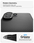 ACS11023 - Galaxy S26 Ultra Liquid Air in Matte Black showing modern geometry. sophisticated sides and truss patterns refined in geometry