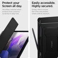 ACS03007 - Galaxy Tab S7 FE Case Rugged Armor Pro in black protect your screen all day. Microfiber material which protects from common scratches in daily lives. Easily accessible highly secured. Simply slide to access the S pen and another simple slide to secure it. 