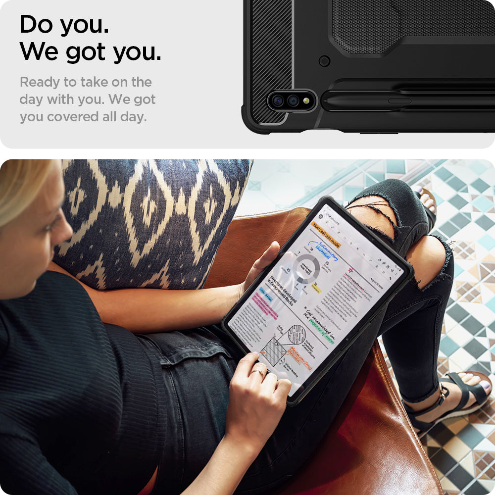 ACS01604 - Galaxy Tab S8 Case Rugged Armor Pro in black do you. we got you. ready to take on the day with you. we got you covered all day.