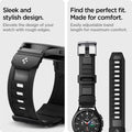 AMP04031 - Galaxy Watch Band (20mm) Rugged Armor in matte black sleek and stylish design. Elevate the design of your watch with rough edges. Find the perfect fit. Made for comfort. Easily adjustable band length for maximum comfort.