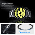 ACS06865 - Galaxy Watch 6 (44mm) Bezel Tune in black unique design classic look with black top layer and grooved edges on the silver bottom layer. gear wheel edge.