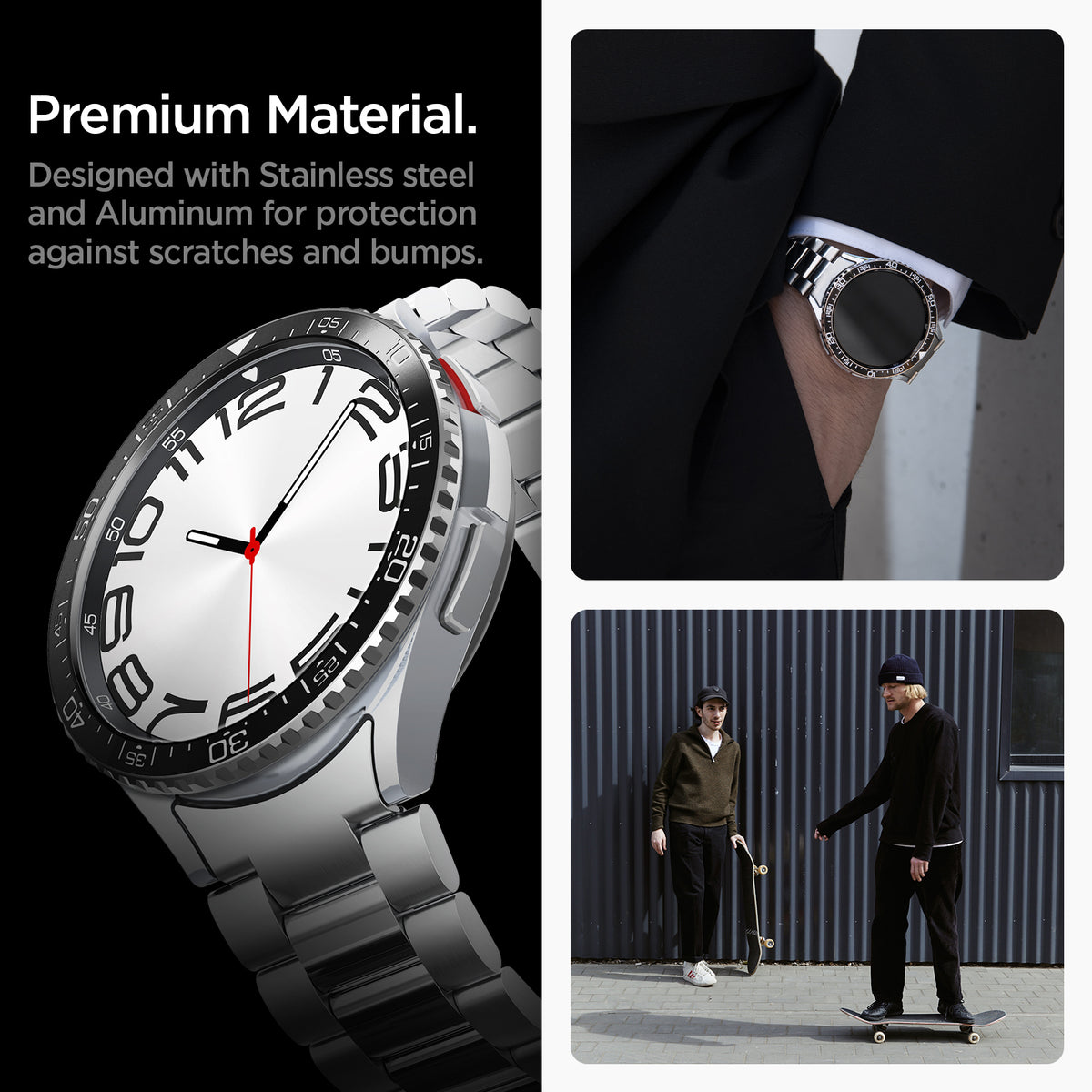 ACS06864 - Galaxy Watch 6 Classic (47mm) Bezel Tune in black premium material. designed with stainless steel and aluminum for protection against scratches and bumps.