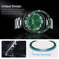 ACS07127 - Watch 6 Classic (47mm) Bezel Tune in Green unique design classic look with black top layer and grooved edges on the silver bottom layer. gear wheel edge.