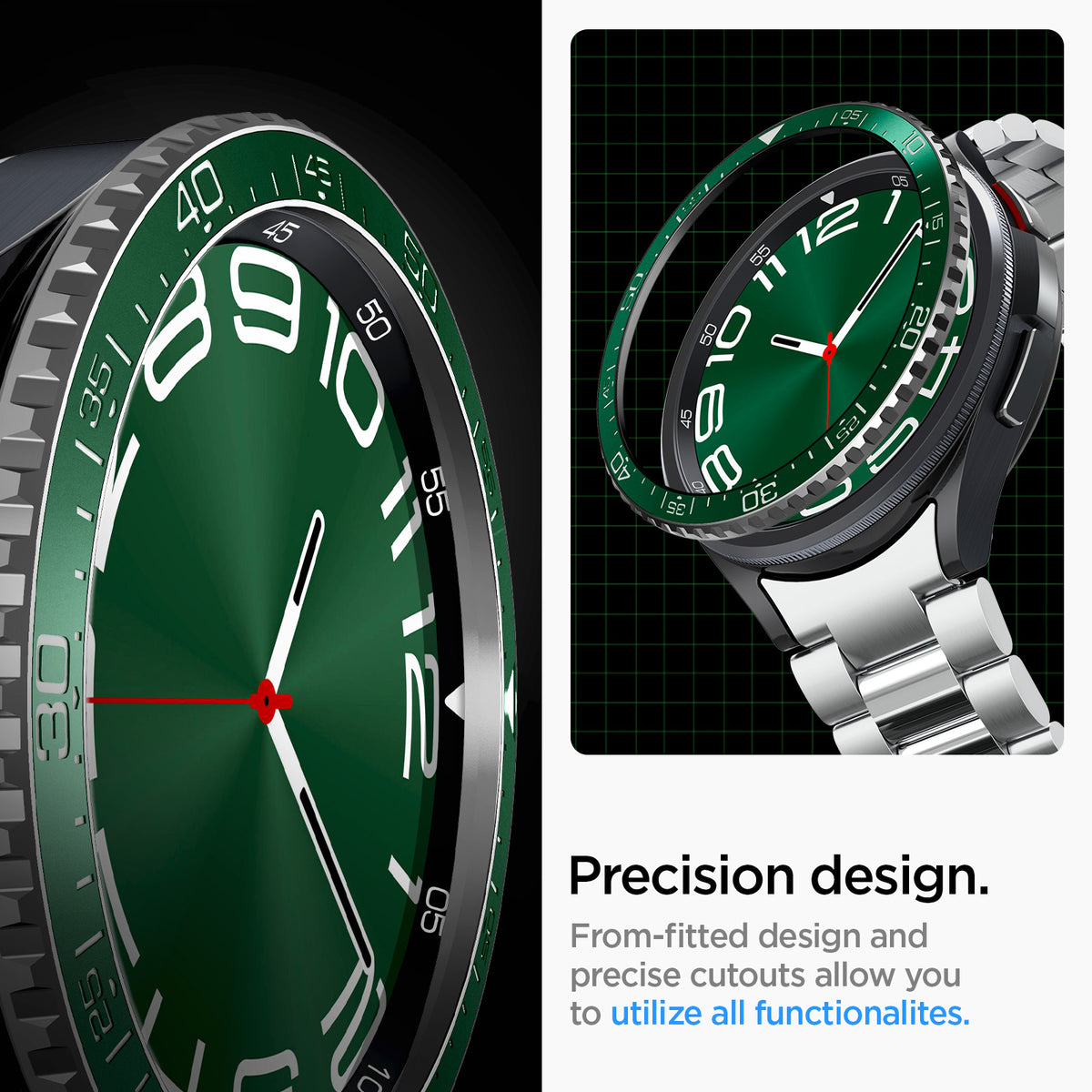 ACS07127 - Watch 6 Classic (47mm) Bezel Tune in Green precision design. from fitted design and precise cutouts allows you to utilize all functionalites.