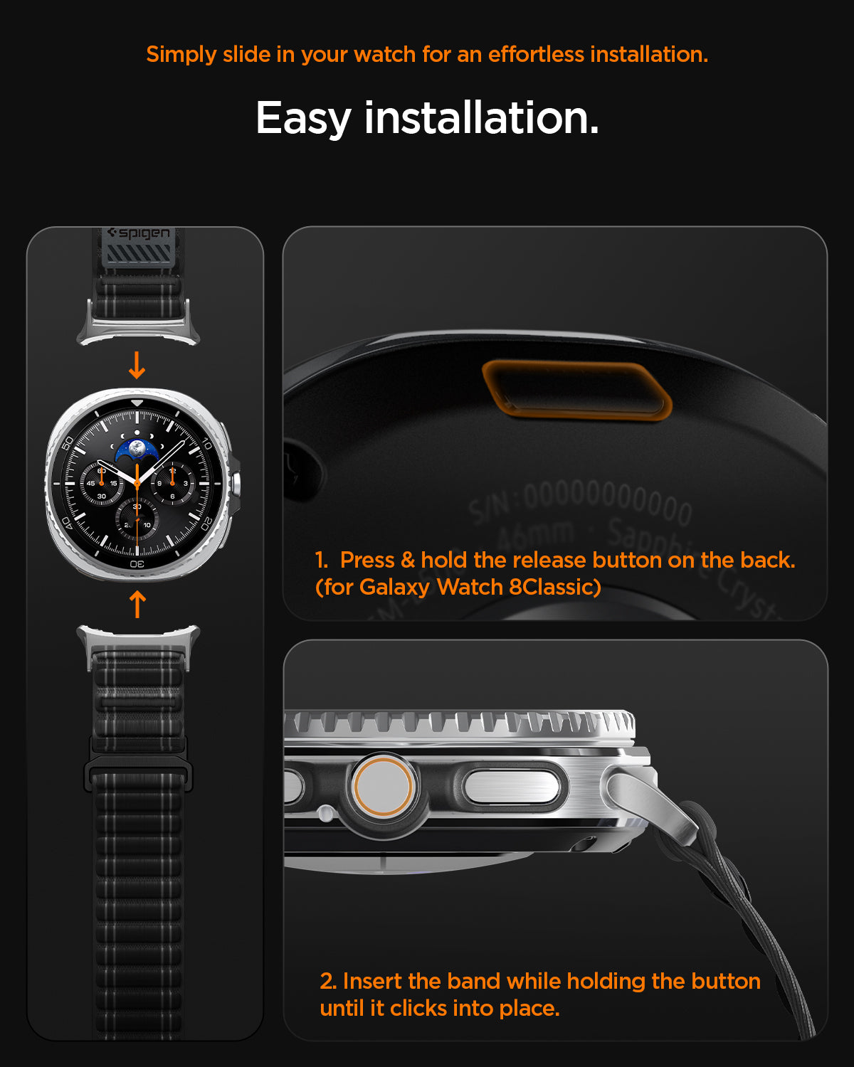 AMP10153 - SWi-9 Series WBF0 in black showing simply slide in your watch for an effortless installation.